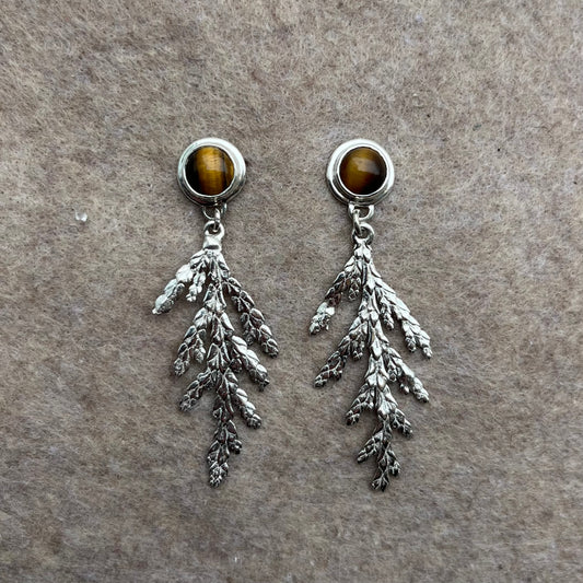Tigers Eye + Cedar Danglies