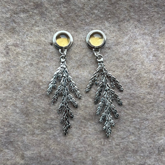 Citrine + Cedar Danglies